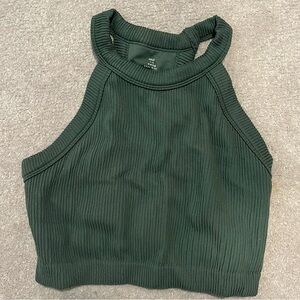 Aerie Green Ribbed Crop Tank